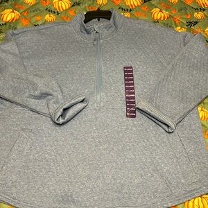 Women's Eddie Bauer quilted half zip sweatshirt. Light blue in size XX large NWT